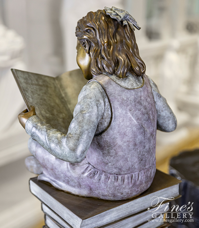 Bronze Statues  - Young Child Reading Bronze Statue - BS-1339